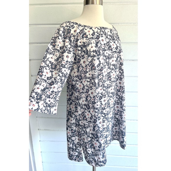 JESS BROWN Boat Neck Tunic Mini Dress in Navy Blue Floral Print - M - Picture 2 of 9